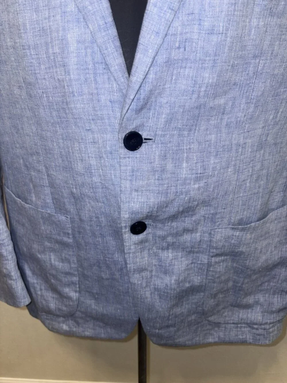Banana Republic Blue Sport Coat Jacket Men 40 R Slim Fit 100 % Linen Blazer